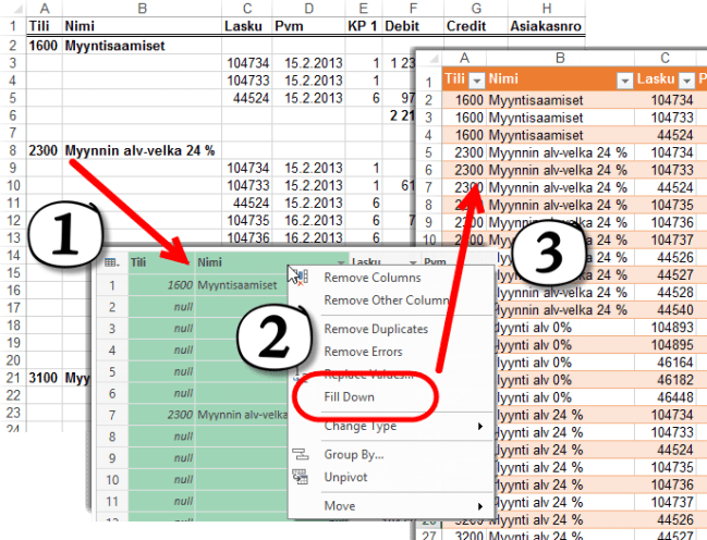 Power Query Fill Down