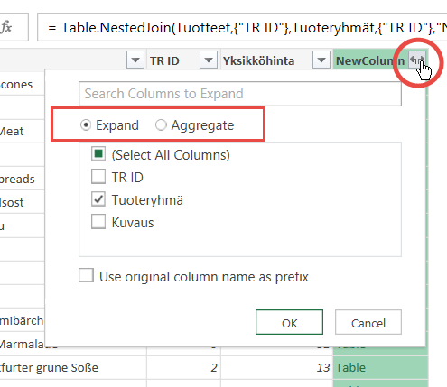 tietojen laajentaminen