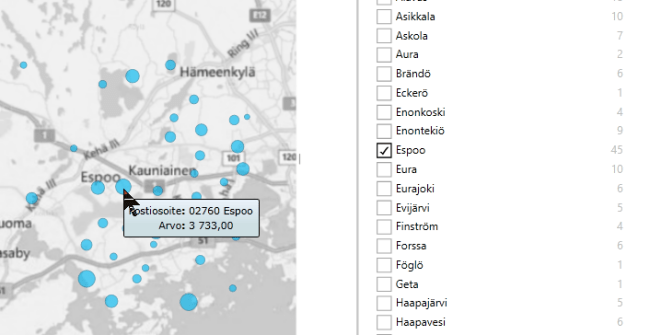 suodata yksi kaupunki