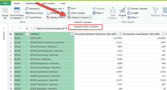 unpivot other columns