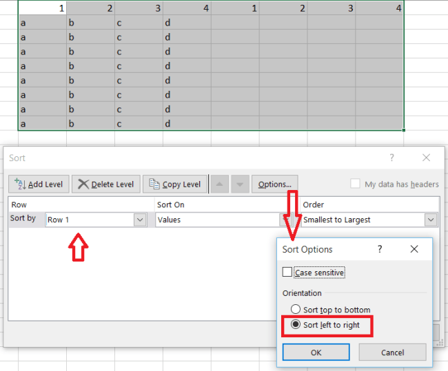 sarakkeiden lajittelu
